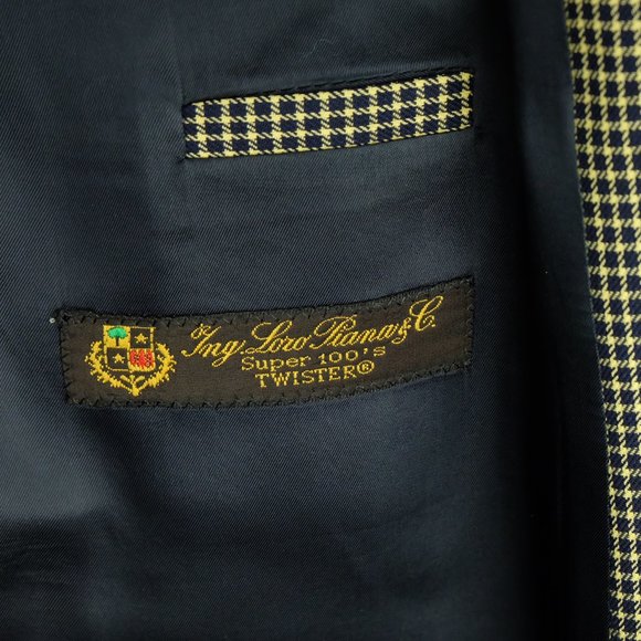 Hugo Boss Mens Blazer Jacket 44L Tall Black Yellow Loro Piana Super 100s Check - Picture 12 of 15